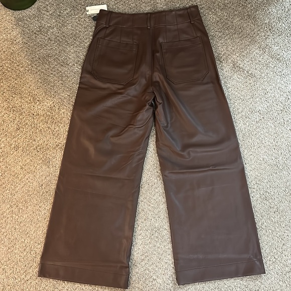 NWT Anthropologie Maeve The Colette Brown Cropped Wide-Leg Faux Leather Pants - Picture 11 of 12